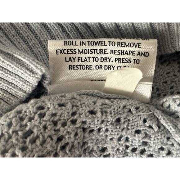 Eileen Fisher Cardigan Sweater Medium Baby Blue Open Front Drape Silk Linen - Picture 6 of 7